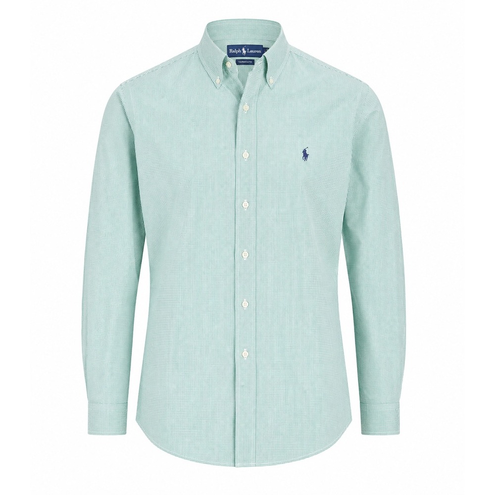 Ralph Lauren Yarmouth 16 34/35 Button Down Shirt Gingham preppy office green